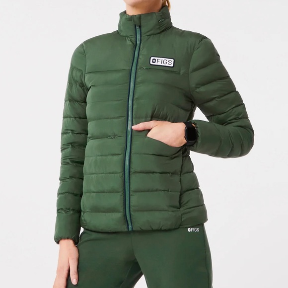 FIGS PUFFER JACKET BRITISH RACING GREEN XXS - Picture 6 of 12